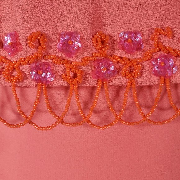 Lilli Diamond Vintage California Hand Jeweled in Hong Kong Peach Cocktai… - Picture 8 of 9